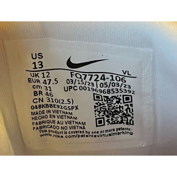 Nike Alpha Huarache Elite 4 Low MCS Mens Size 13 Baseball Cleats White NEW - Picture 8 of 8